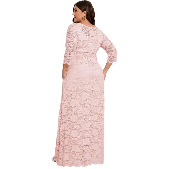 NEW Peach Plus Size Floral Lace Maxi Dress with Pockets XL - Picture 5 of 6